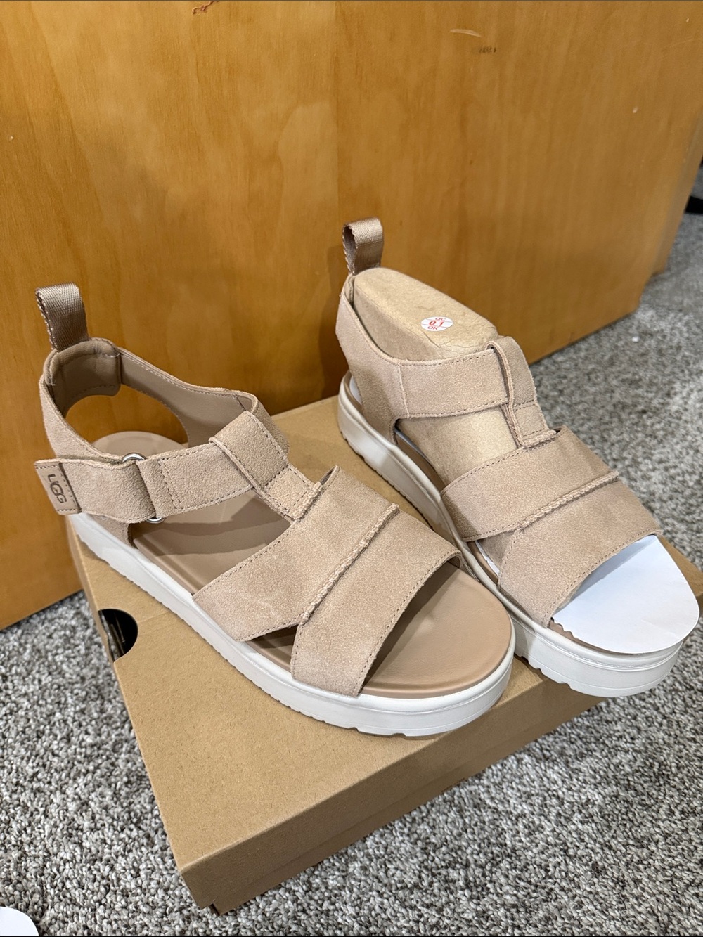 UGG Beige Suede Platform Sandals for Women